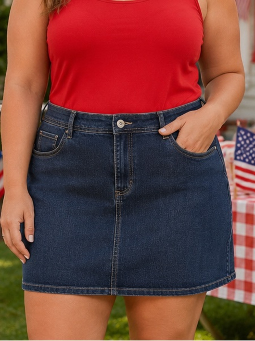 St. John's Bay Dark Blue Denim Mini Skirt